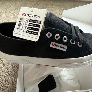 Superga womens Black and White Sneakers size 6